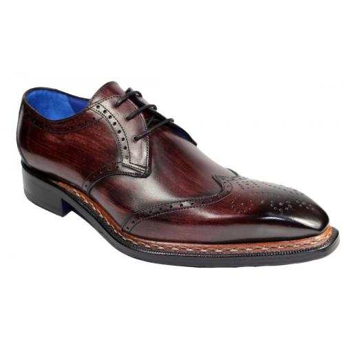 Emilio Franco "Adamo" Burgundy Genuine Calfskin Wingtip Oxford Shoes.